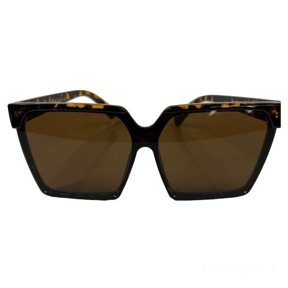 Sunglasses Brown turtle shell chic square colored stylish boho baddie normcore - Picture 1 of 13